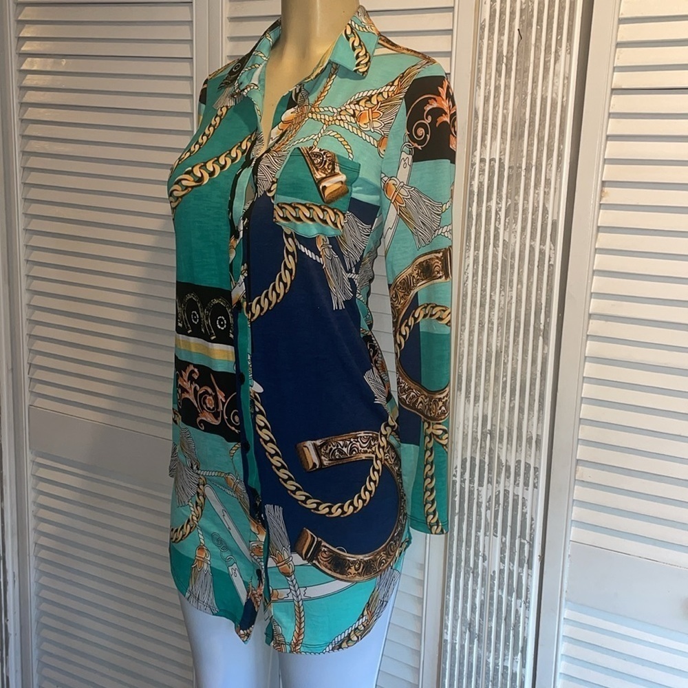 Timing Los Angeles Long Sleeve Button Up Blouse - Picture 3 of 7